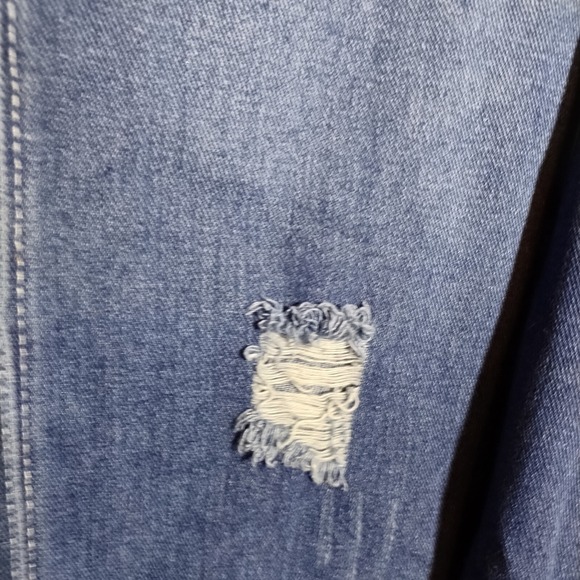 Jeans Brand Women's Blue Jean Denim Jacket Sz Small Pockets Distressed Frayed - Picture 3 of 14
